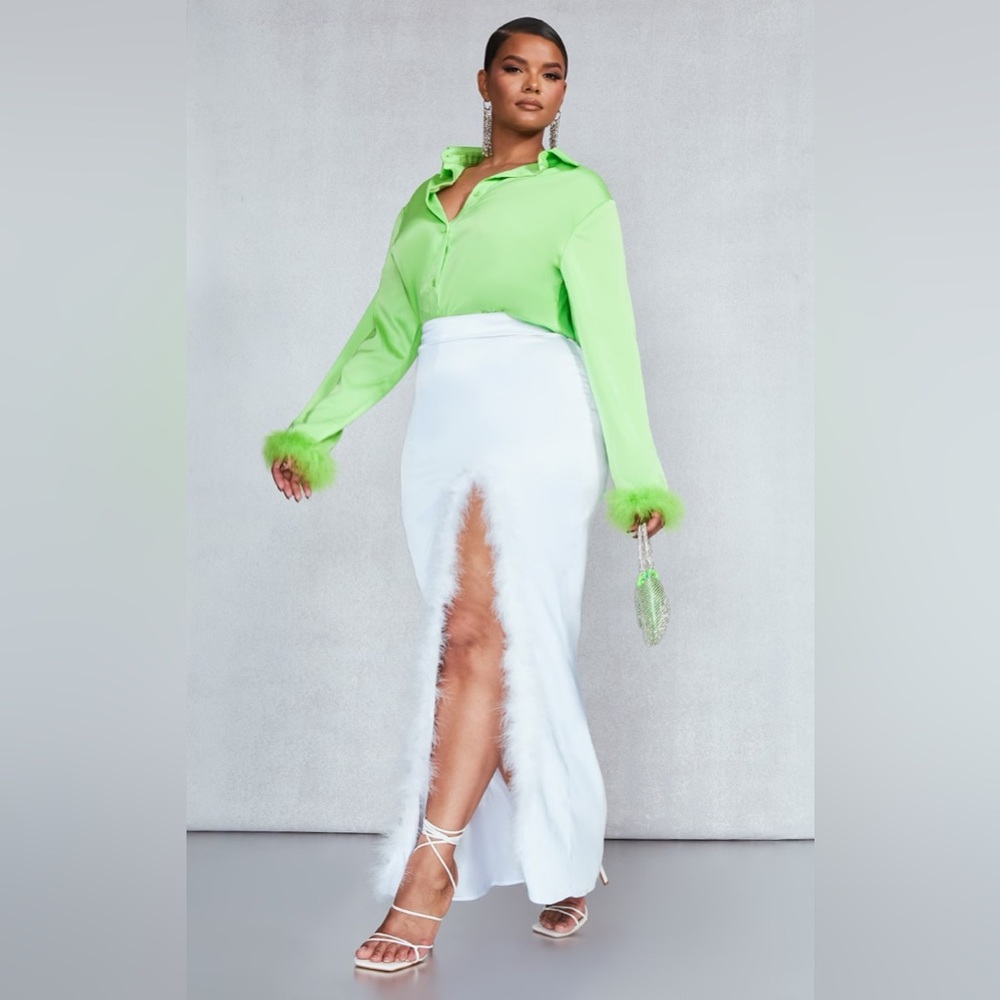 White feather trim skirt